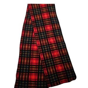 Vintage GAP Pro Fleece Plaid winter Scarf Red Black fringe Tartan 68x11 Korea S1